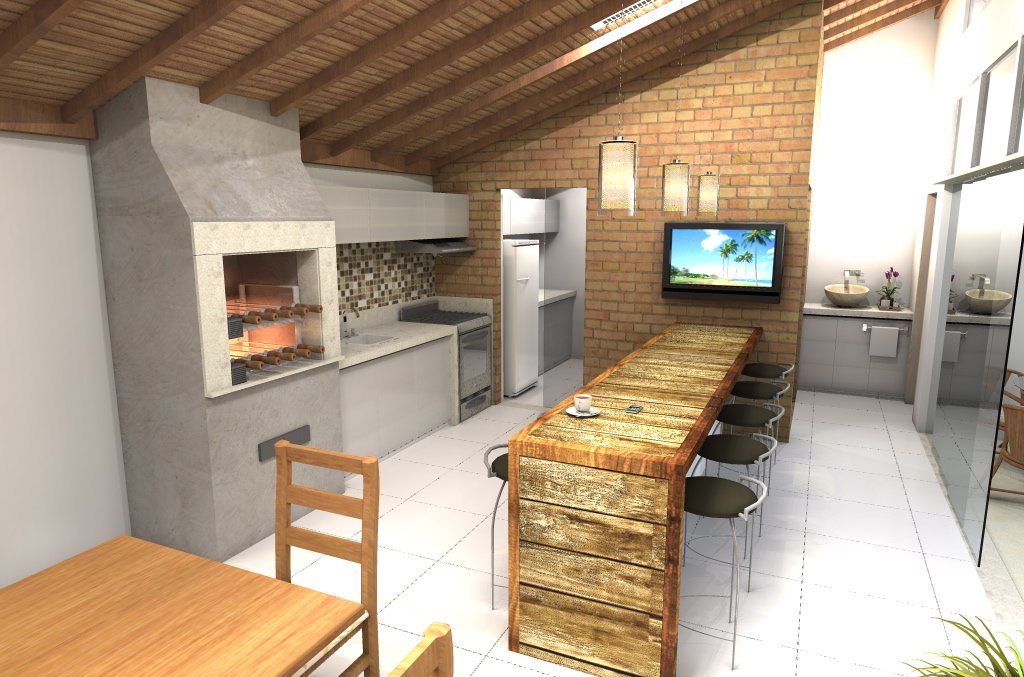 Projeto 3D de área gourmet residencial